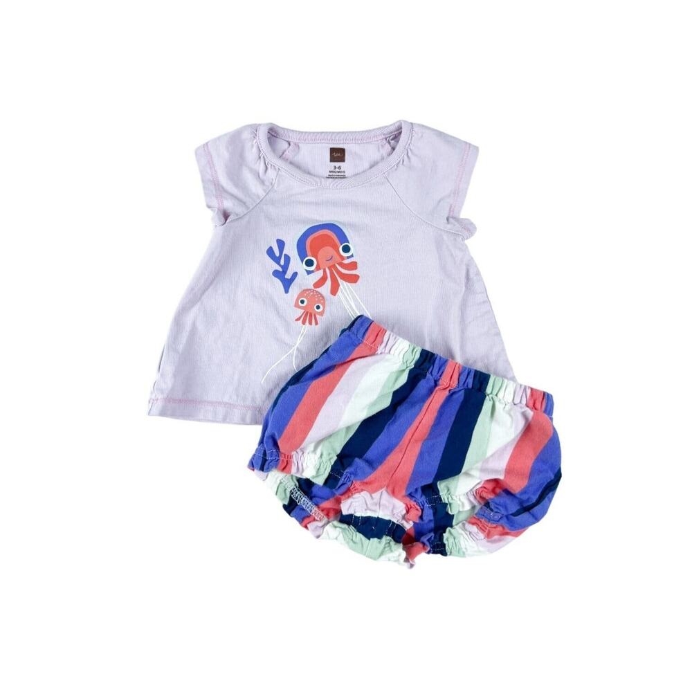 Tea Collection Jellyfish Graphic Tee Bloomer Shirts Set Outfit size 3-6 months